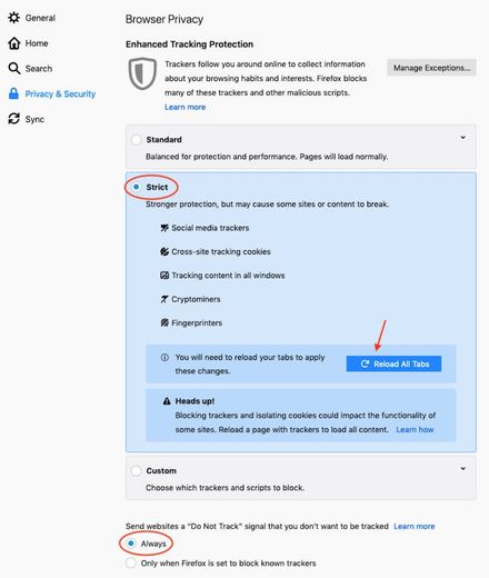 firefox settings firefox settings